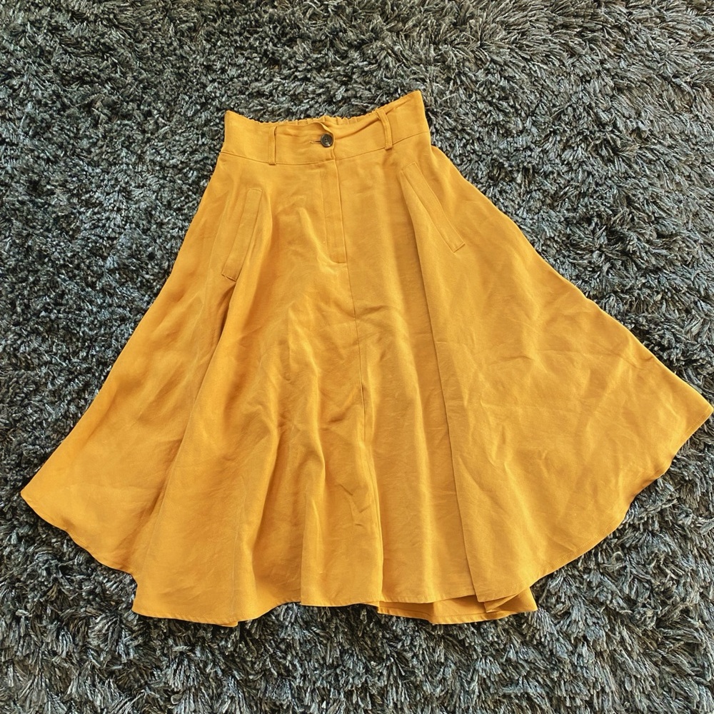 Pinkyotto - Elegant Mustard Yellow Women's Skirt